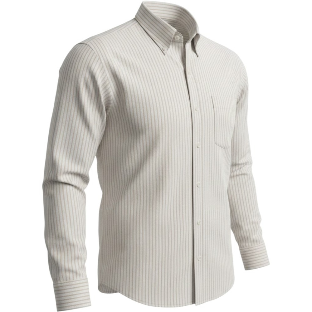 Woodmere Mens Tan White Pinstripe Button Down Dress Shirt 16.5 34/35